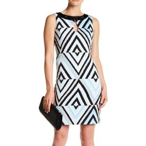 Taylor Embellished Crew Neck Print Dress